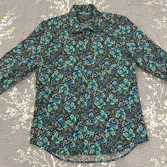 Paisley & Gray Slim Fit Shirt - Butterfly Pattern - Large - Picture 3 of 4